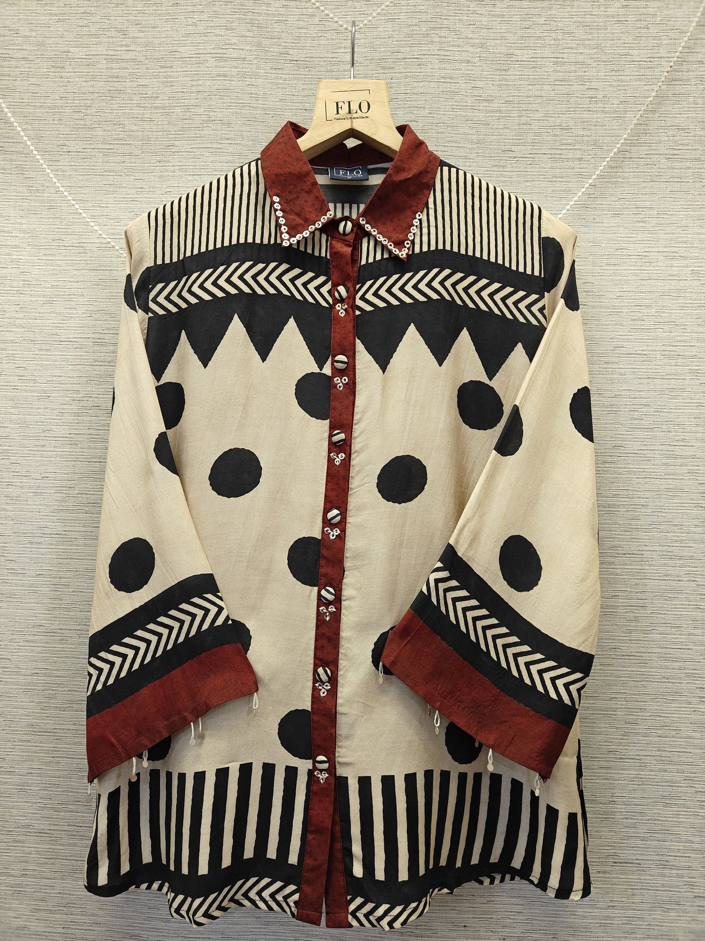 Pure muslin polka dot smart shirt (B1003)