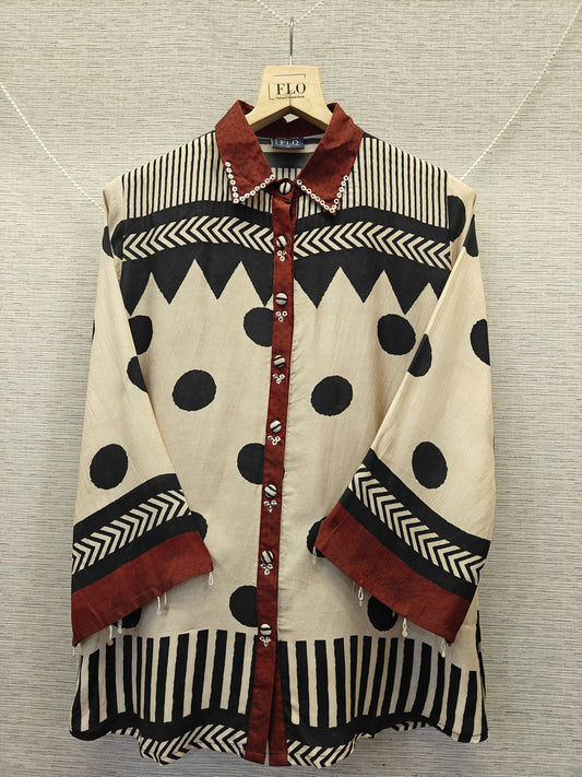 Pure muslin polka dot smart shirt (B1003)