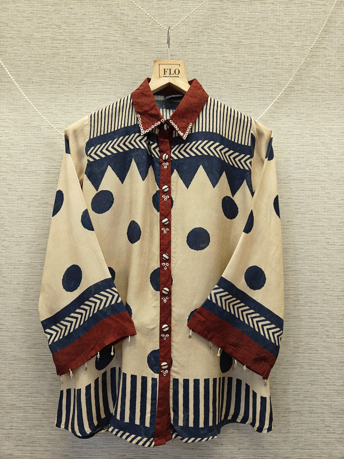Pure muslin polka dot smart shirt (B1001)