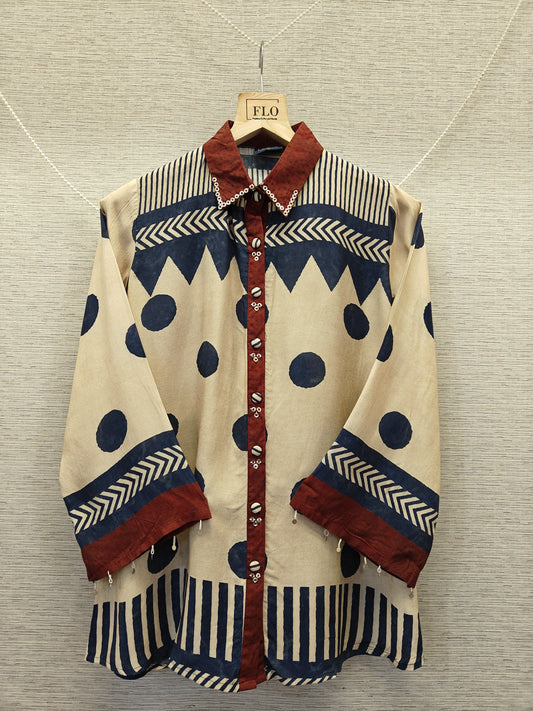 Pure muslin polka dot smart shirt (B1001)