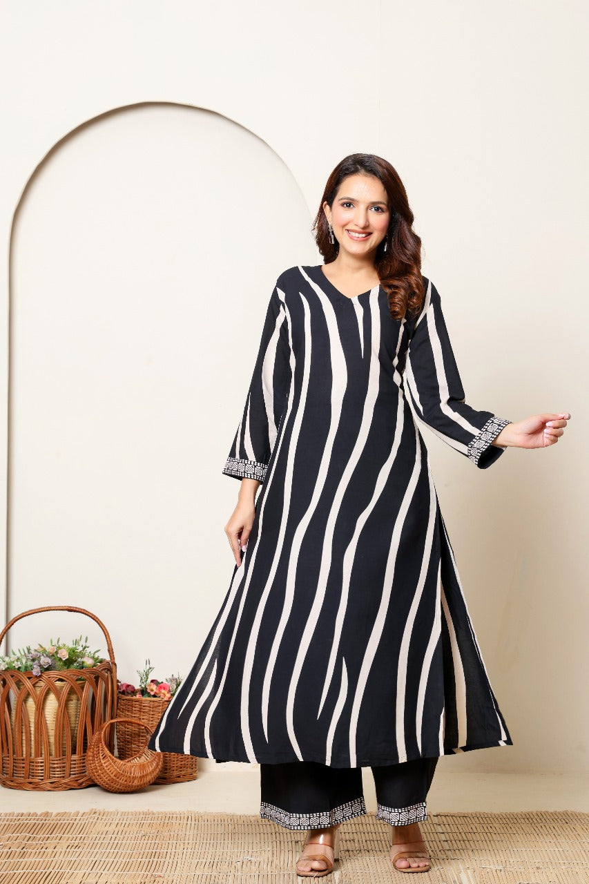 Black cotton modal with pocket two piece cordset (A1298)