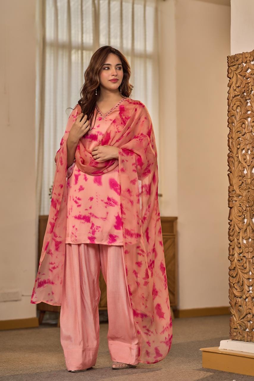 Pure gaji satin silk with farshi salwar three piece set (C237)