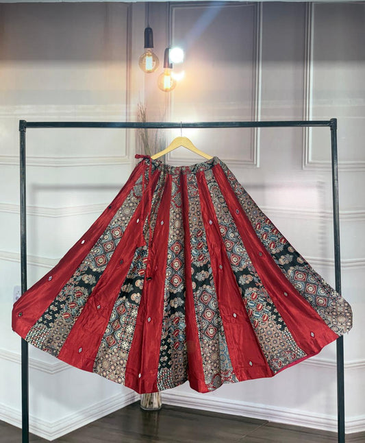 Pure gaji silk flared skirt free size upto (46 sizs) (S390)