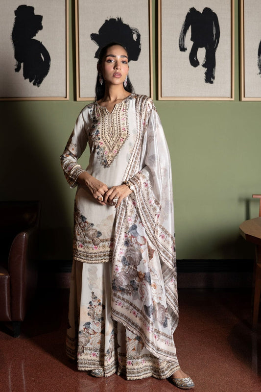Pure muslin sharara set three piece set (C197)
