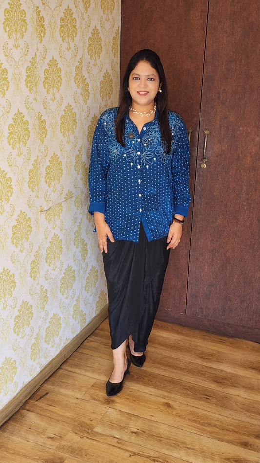 Blue pure crape bandani top (A1141)