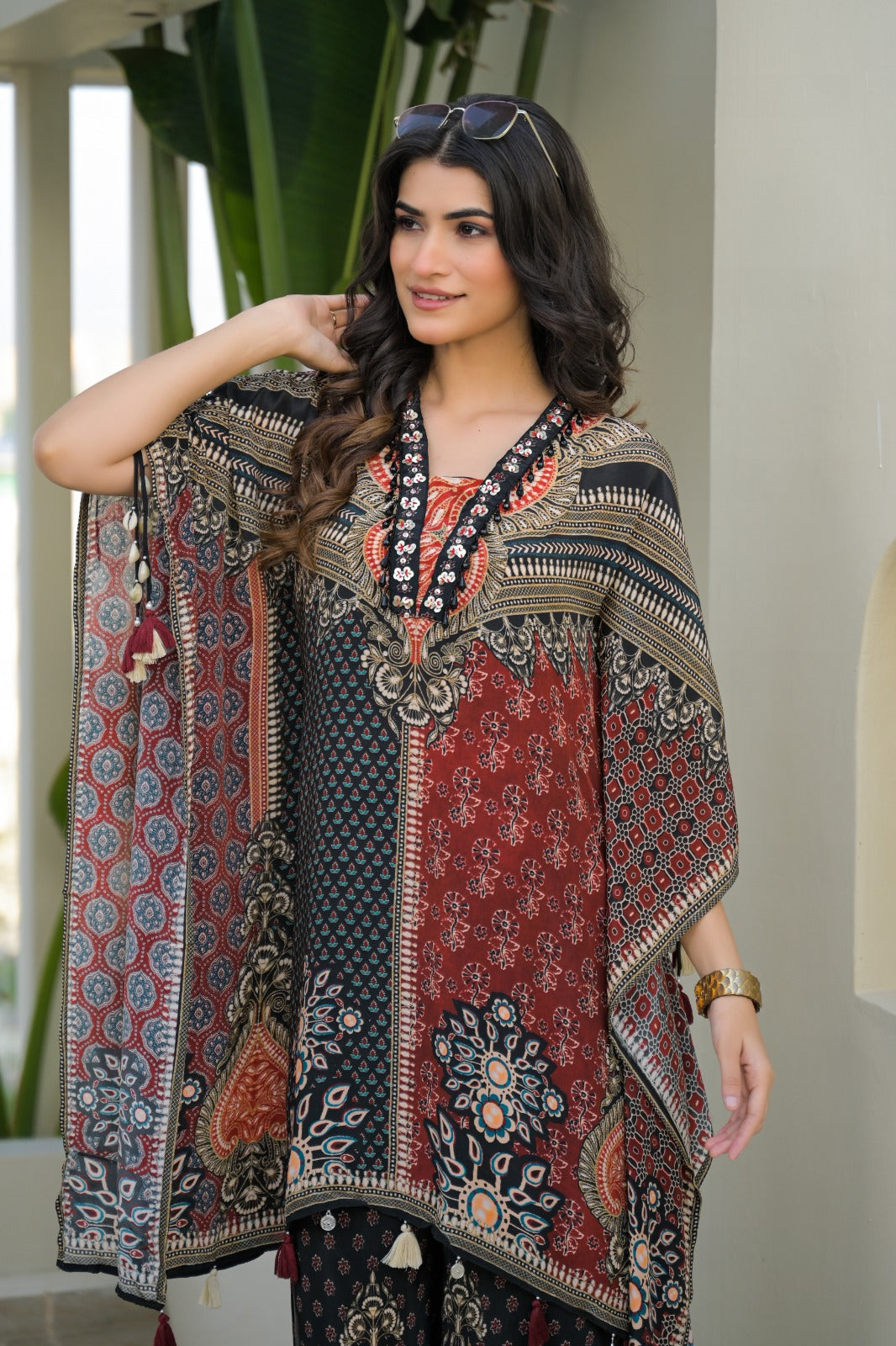 Pure Crape stylish kaftan stylish cordset (C799)