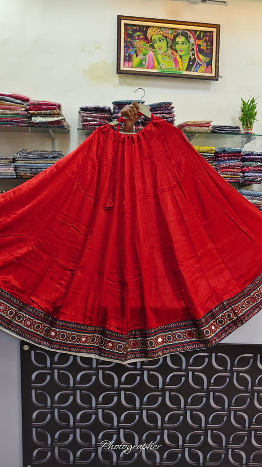 Red gaji silk skirt (A869)