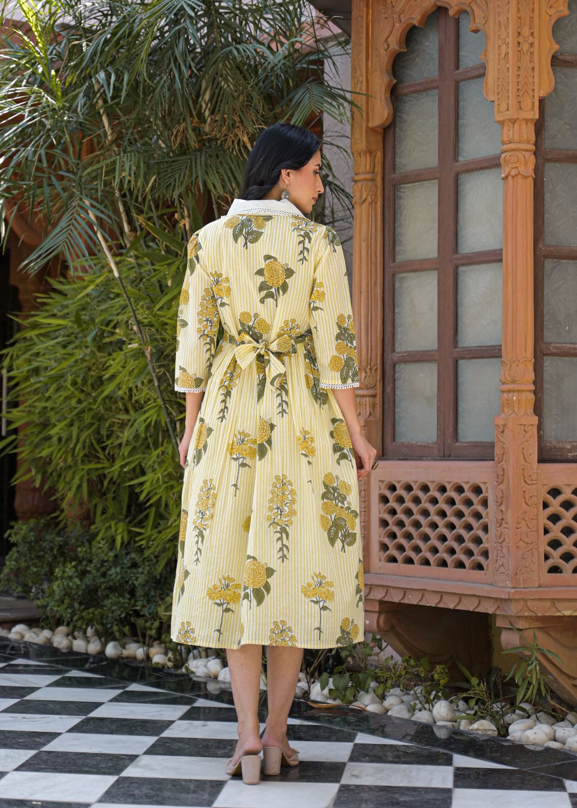 Pure cotton stylish one piece dress with mul lining smart dress (S196)