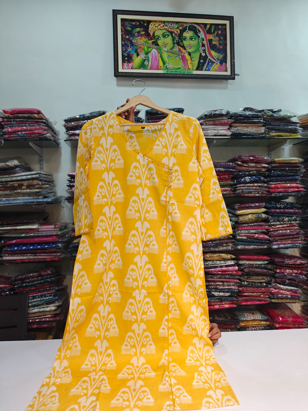 Yellow Angrakha pattern only kurta (P1421)