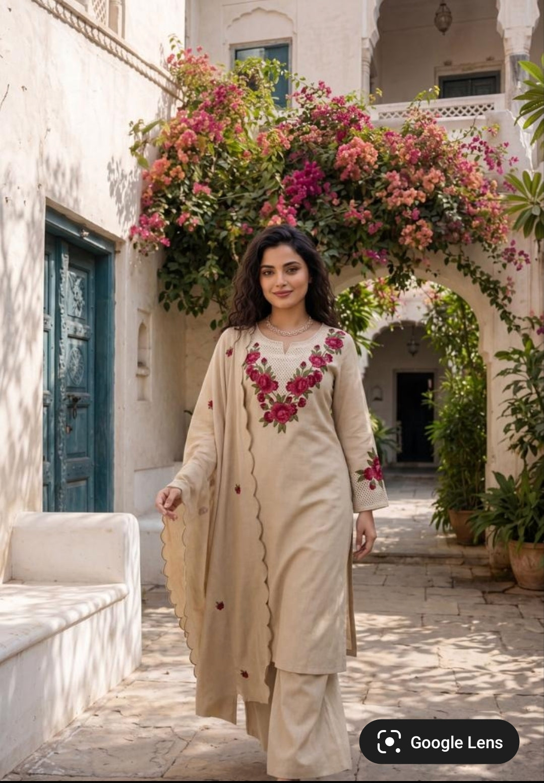 Crush Cotton with embroidery smart three piece set (B783)