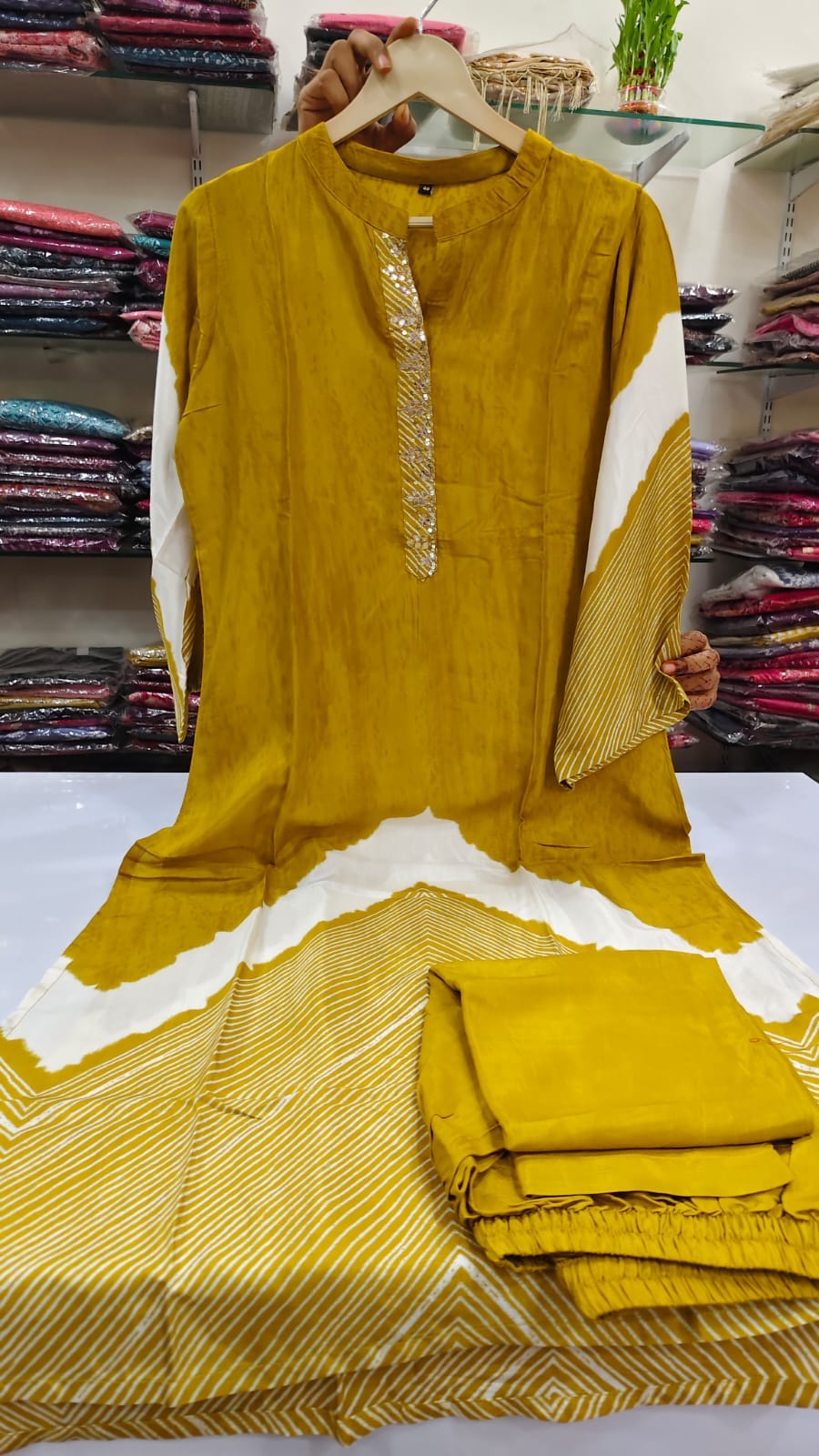 Mustred pure Muslin two piece set (A1260)