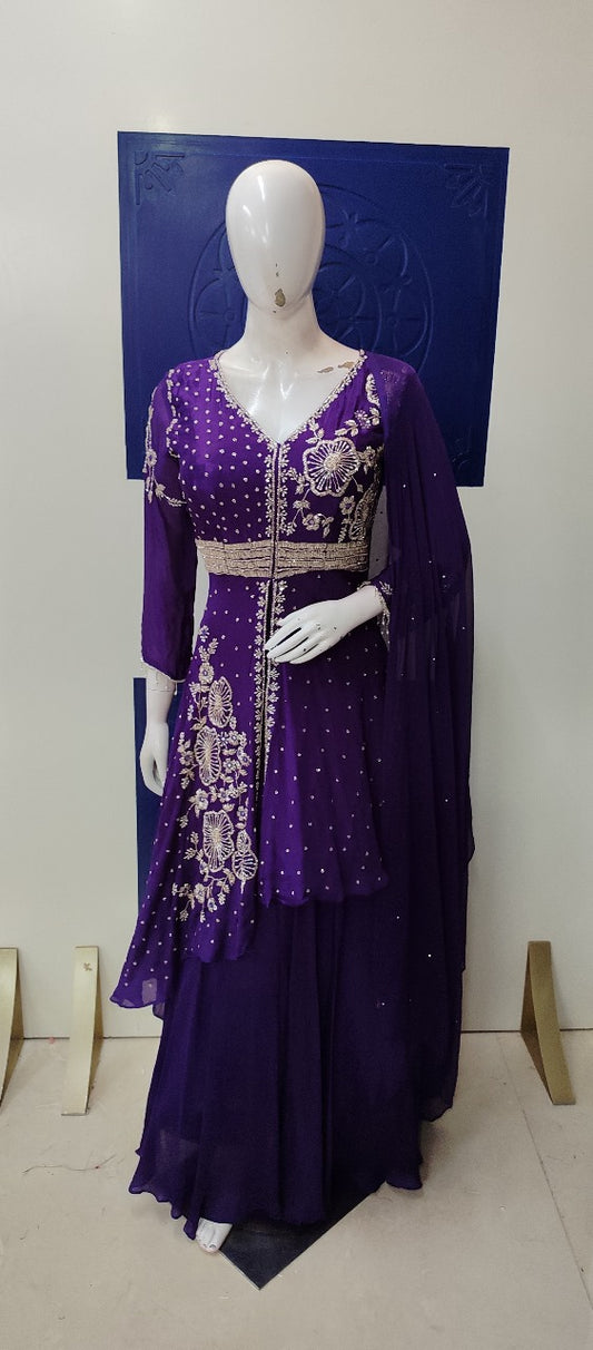 Pure chinnon with heavy work designer two piece set (A1199)