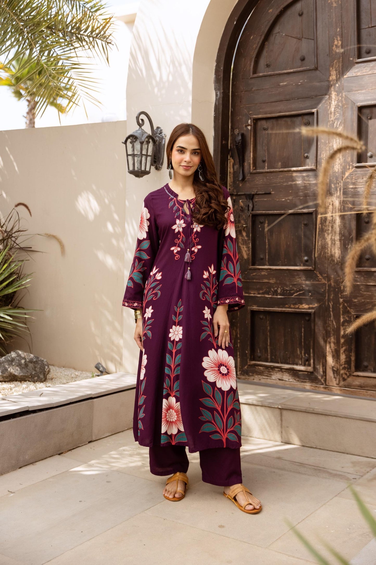 Purple cotton modal two piece cordset (B160)