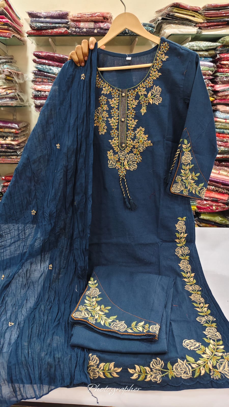 Pure cotton fully embroidered three piece set (B563)