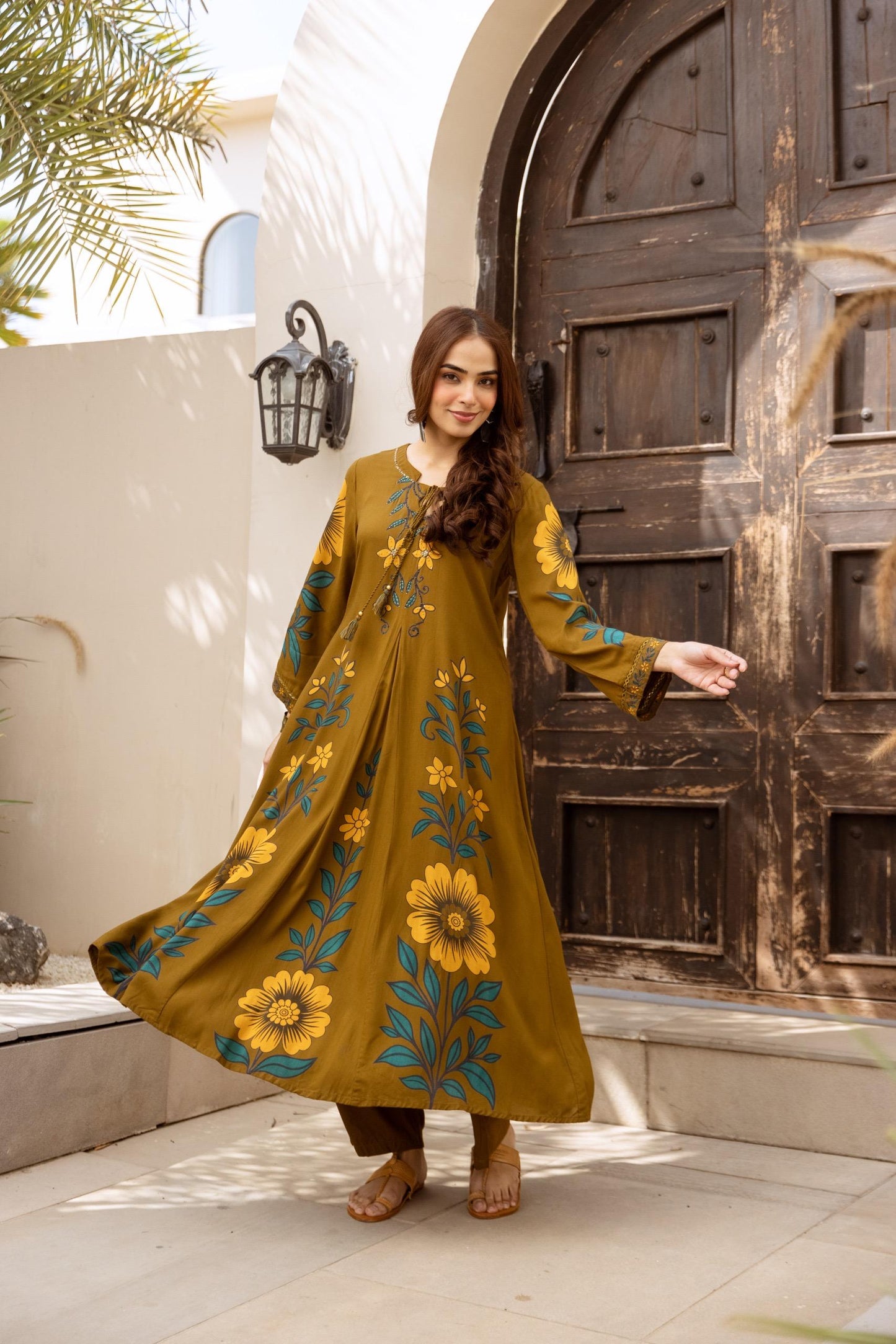 Green cotton modal smart two piece cordset (B162)