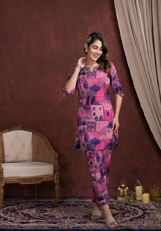 Purple pure chinnon two piece cordset (P425)