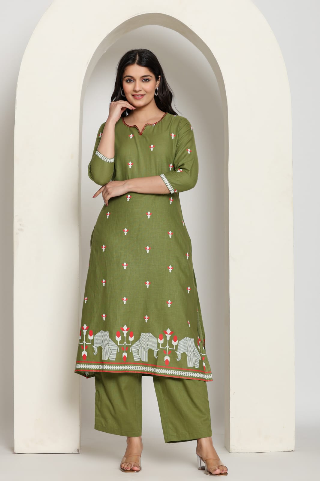 Green pure cotton two piece cordset (P1460)