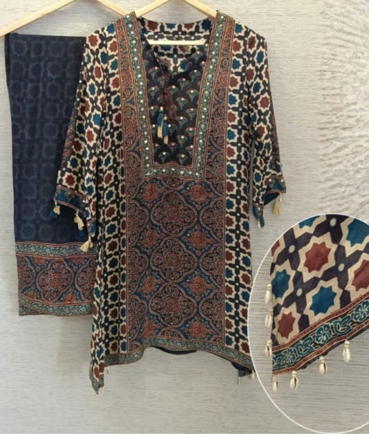 Pure crape silk with farshi salwar two piece cordset (A1353)