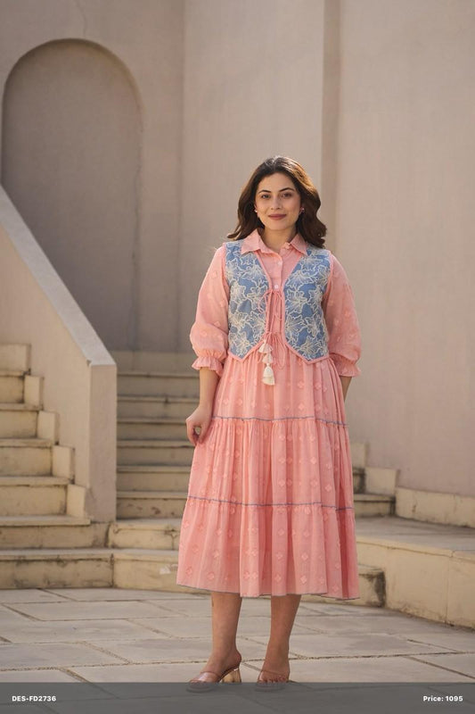 Dobi cotton with lining and paired with embroidered shrug...(B549)