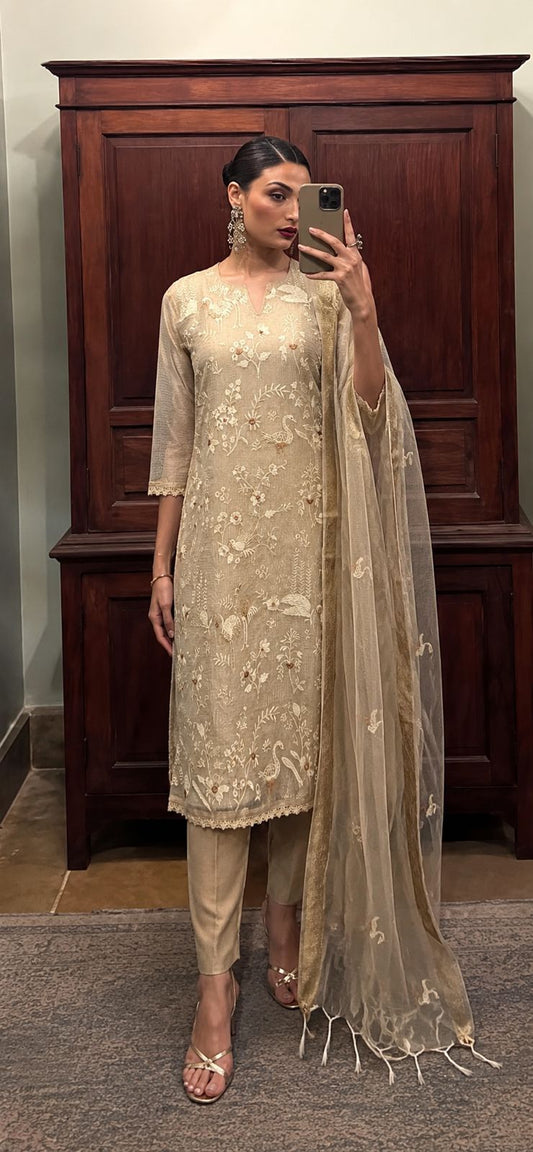Soft kota doriya with full thread work three piece set (C230)