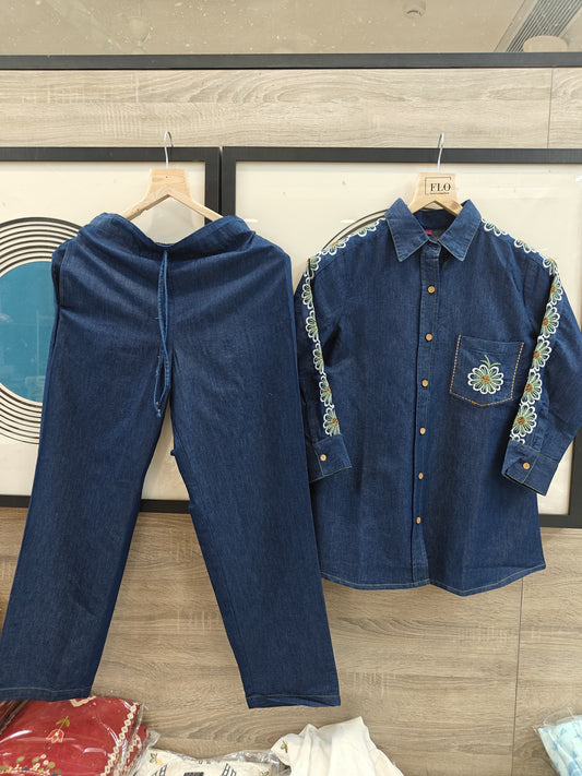 Soft denim with thread work two piece cordset (B334)