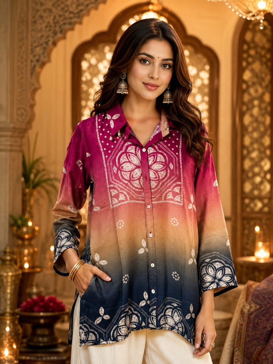 Pure muslin omare effect smart shirt (C304)