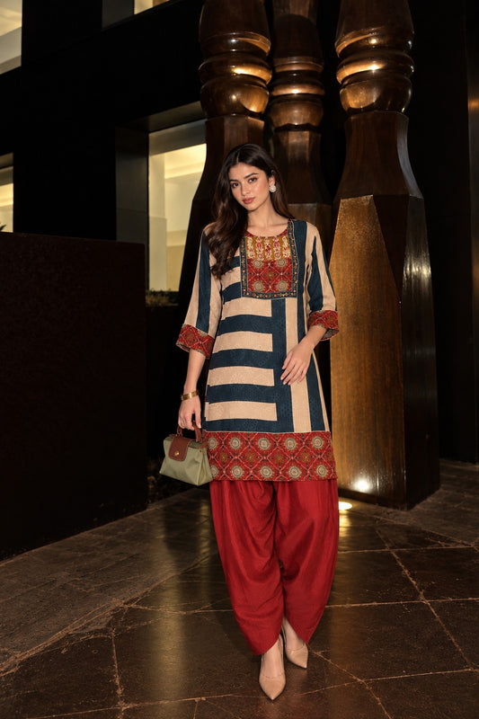 Pure crape digital print with farshi salwar smart two piece cordset (S420)