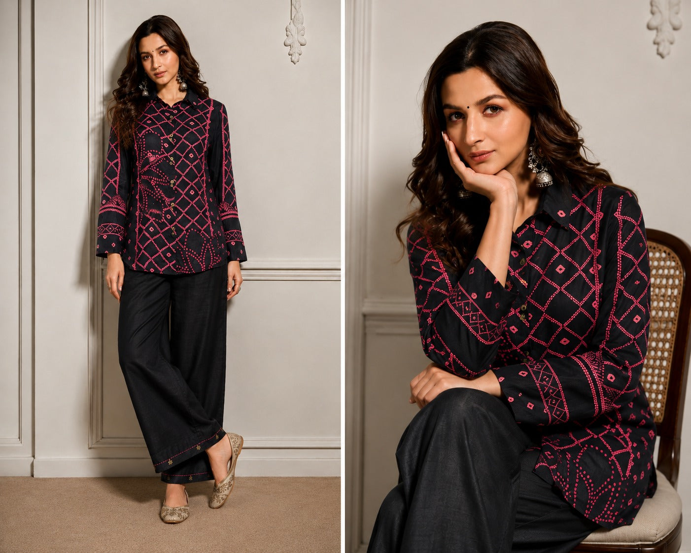 Pure crape bandani print smart two piece cordset (S304)