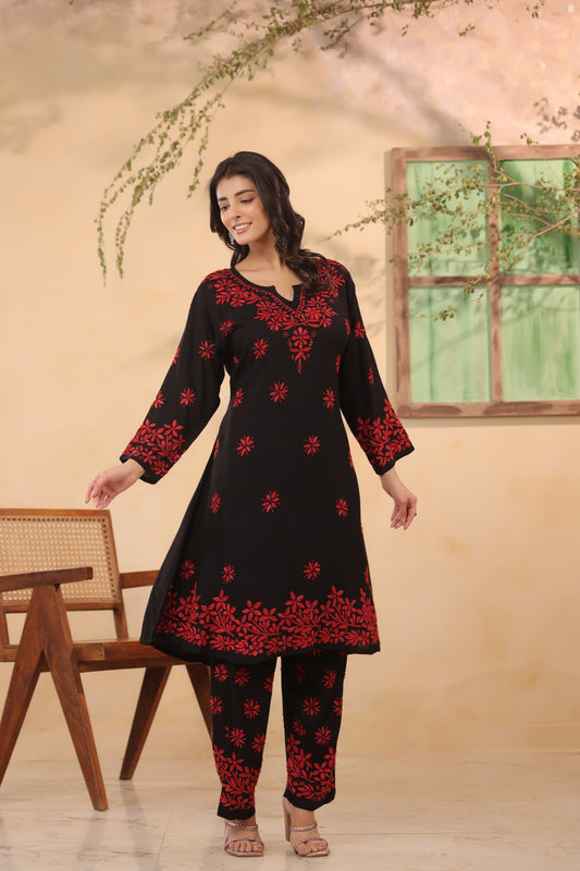 Cotton modal full chikankari two piece cordset (B201)