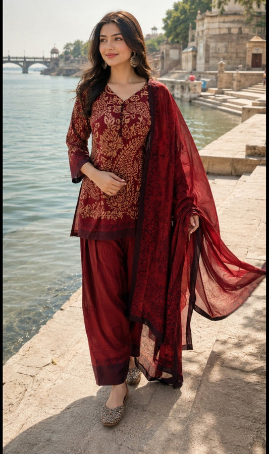 Pure gaji silk three piece set (S342)
