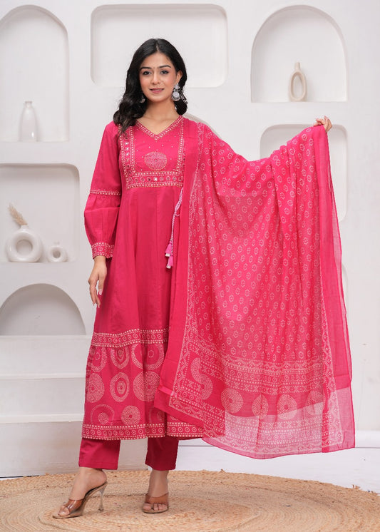 Bright pink bandani three piece set (A239)
