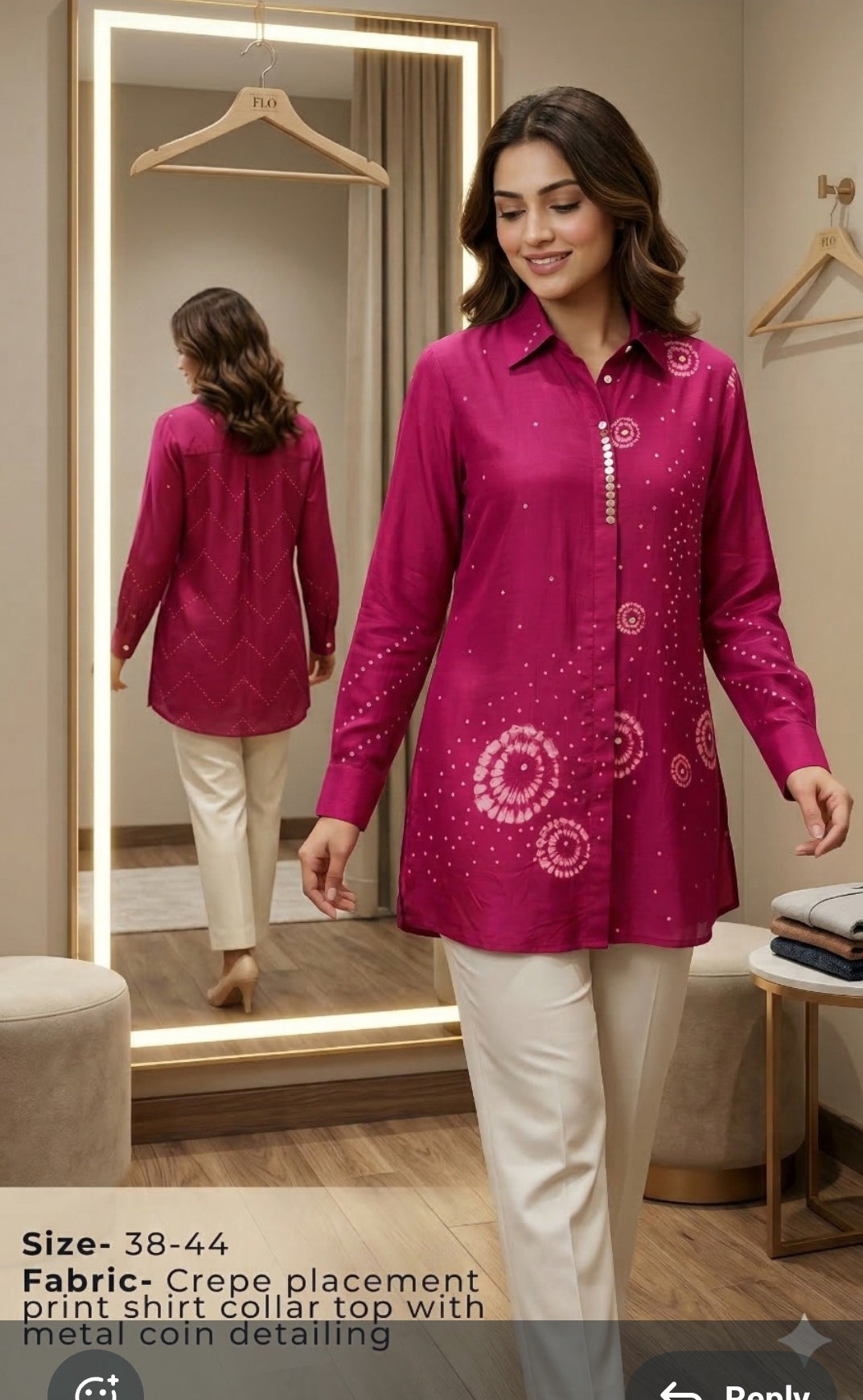 Pure crape bright pink bandani print smart shirt (B301)