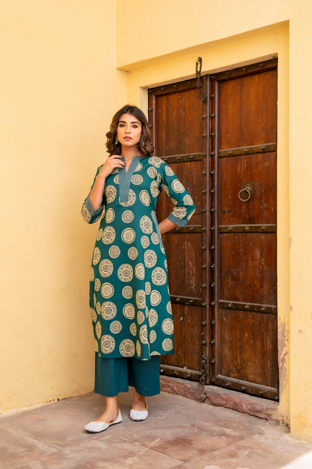 Green mandala pure cotton two piece cordset (P2178)