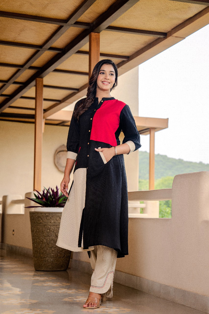 Cotton linen stylish two piece cordset (A1137)