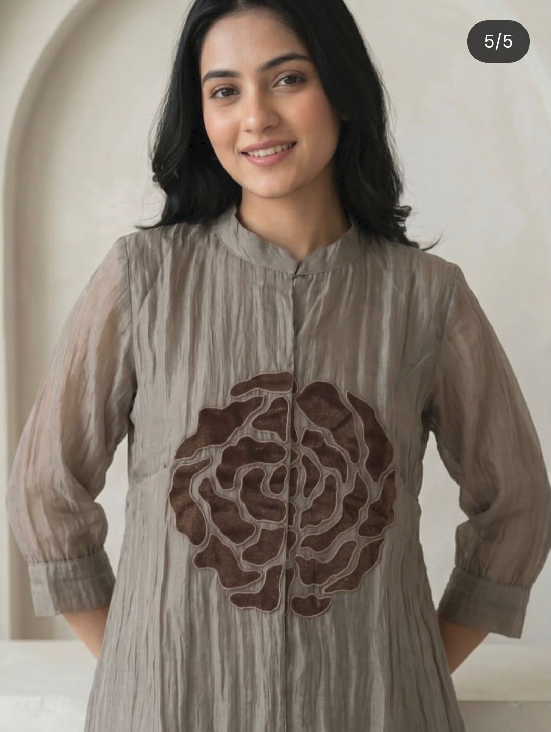 Ash grey glass crush organza with mul lining smart two piece cordset (B982)