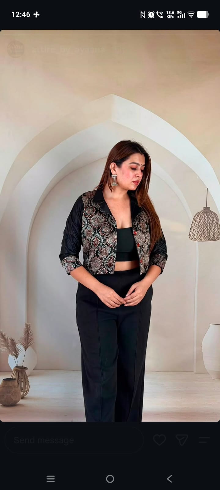 Pure mashroo gaji silk with mul lining crop top cum blouse (S407)