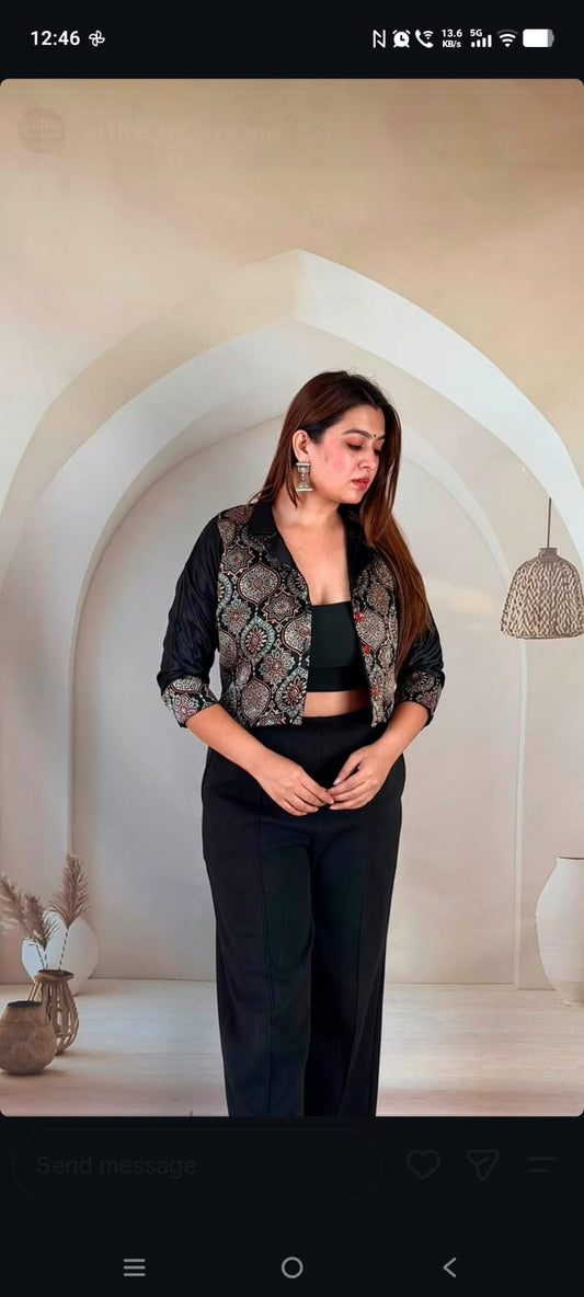 Pure mashroo gaji silk with mul lining crop top cum blouse (S407)