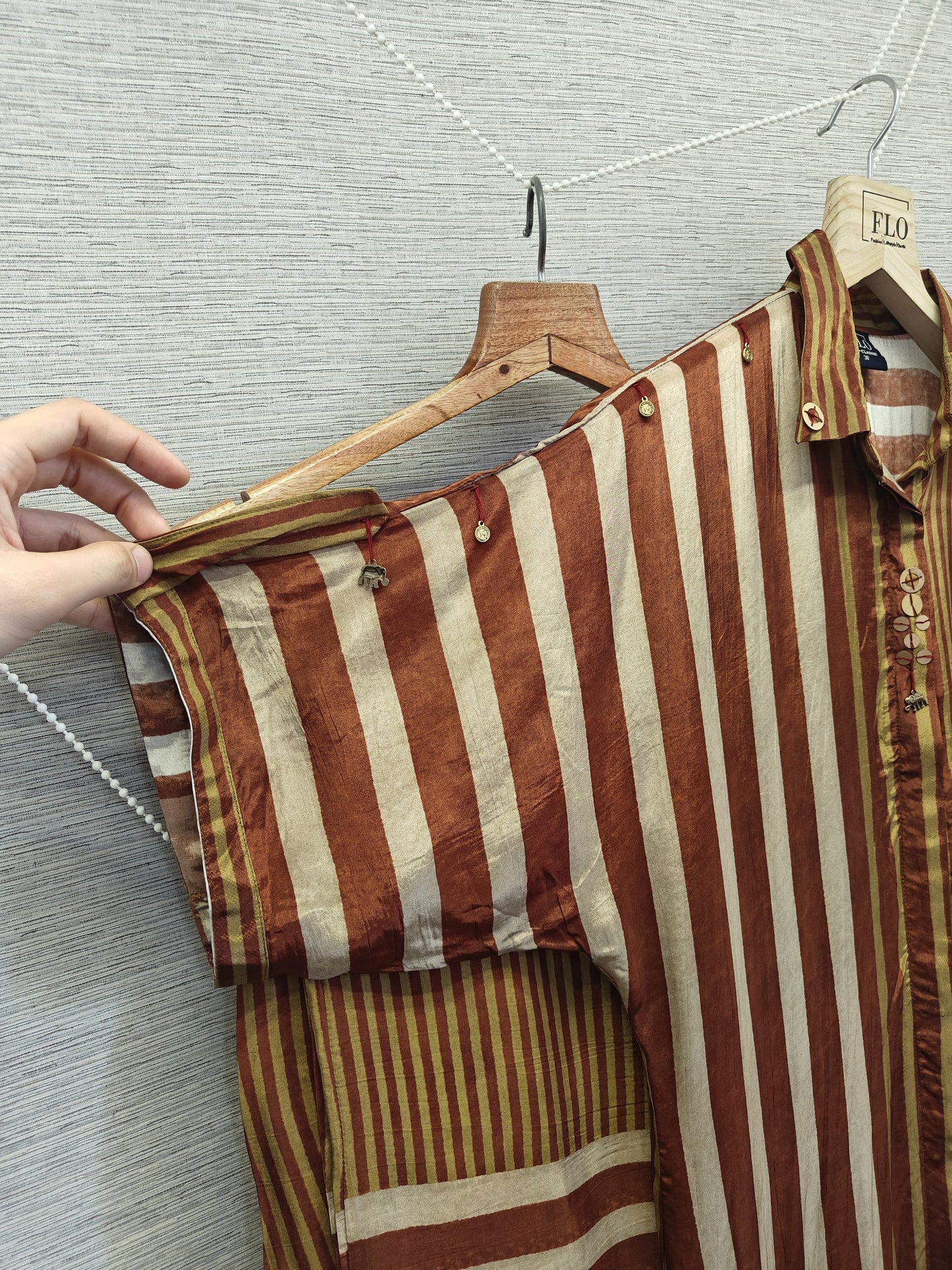 Natural crape strips smart two piece cordset (C165)