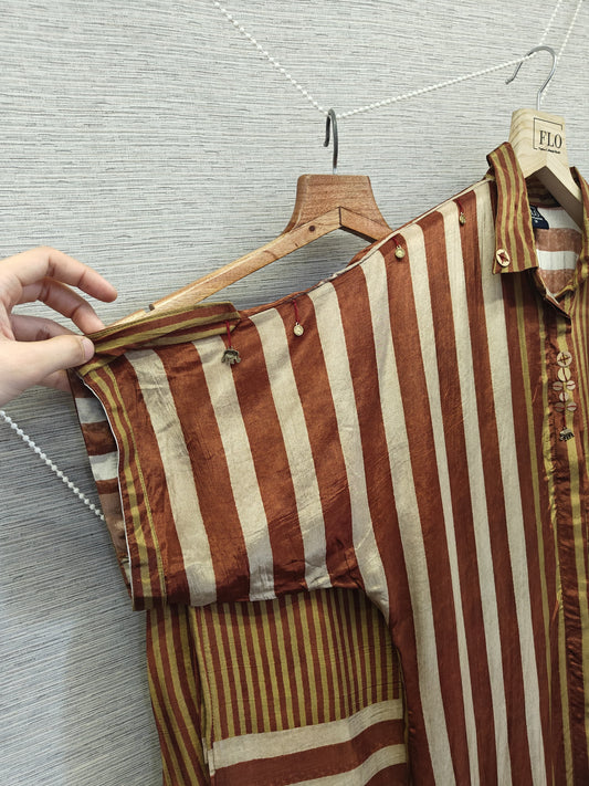 Natural crape strips smart two piece cordset (C165)