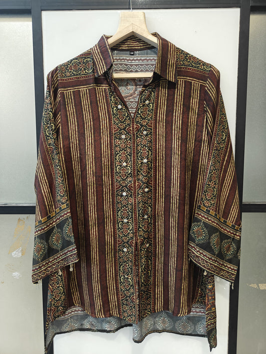 Pure crape smart shirt loose fit (B742)