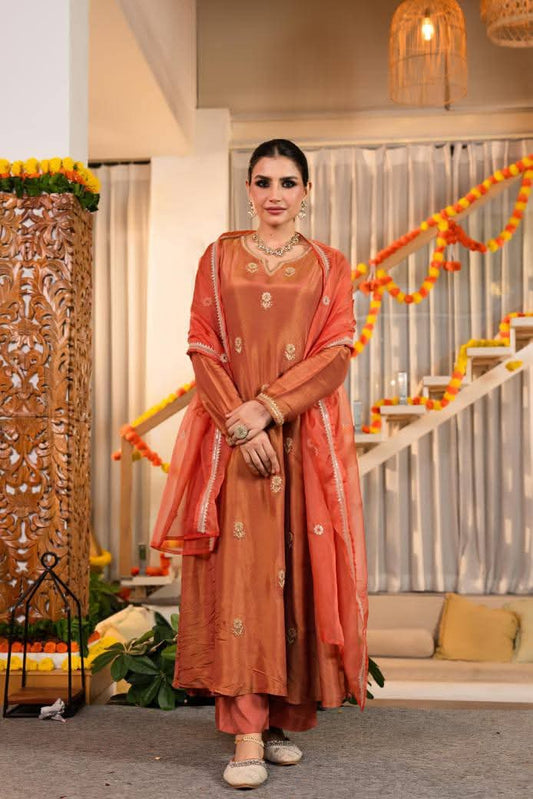 Coral peach pure tissue designer three piece set (A1139)
