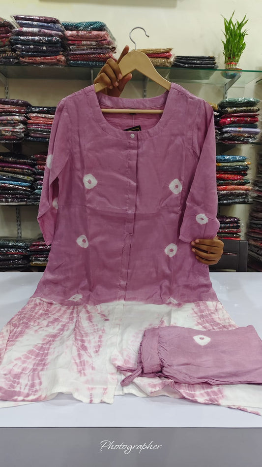 Light lilac pure mul silk with lining two piece cordset (A775)