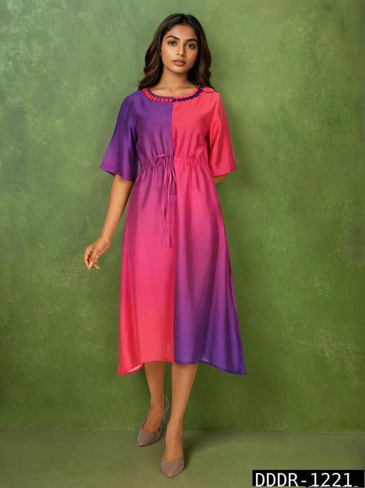 Pure muslin one piece dress (A1807)