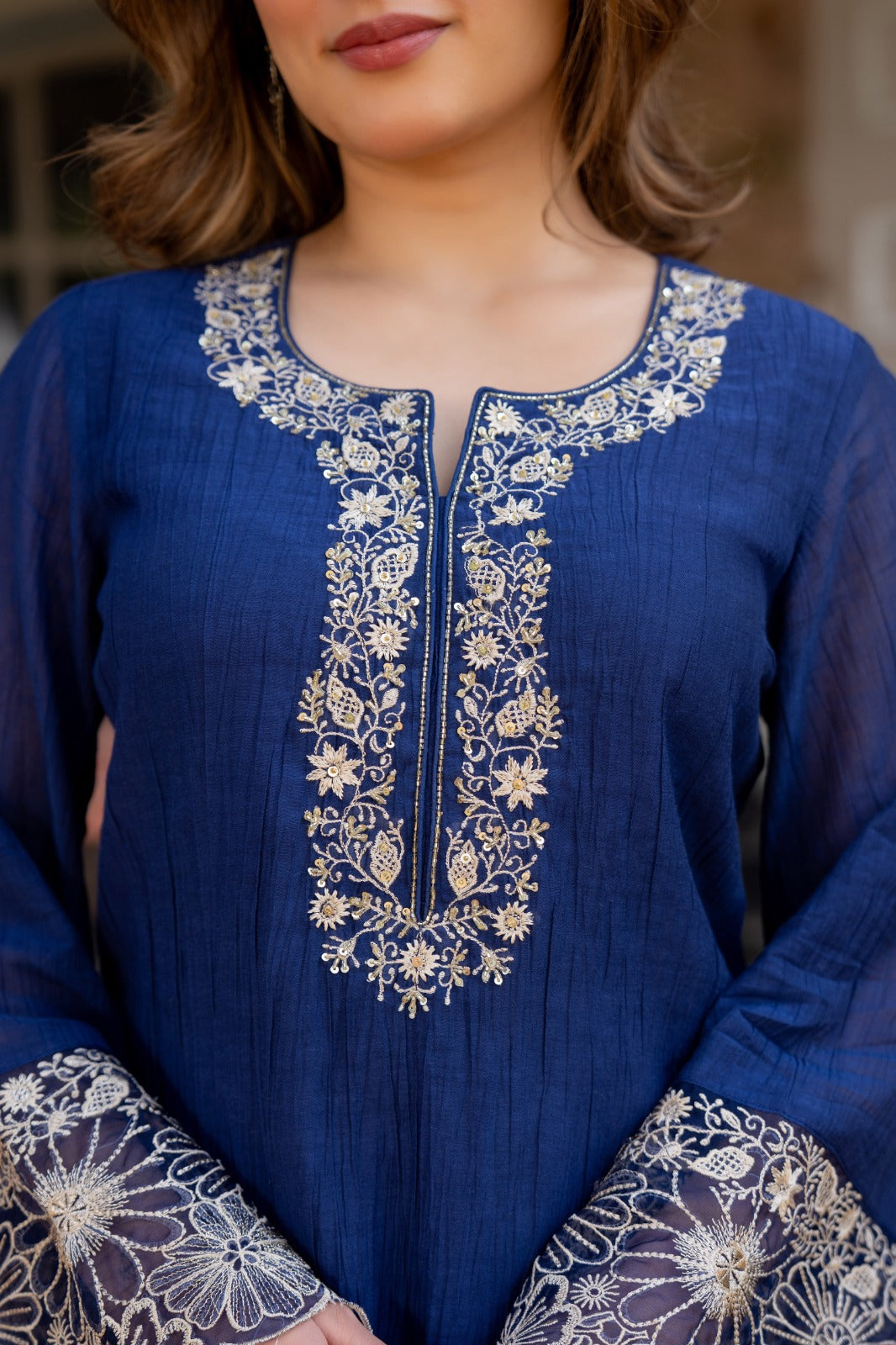 Crush cotton with lining beautiful three piece set (B656)