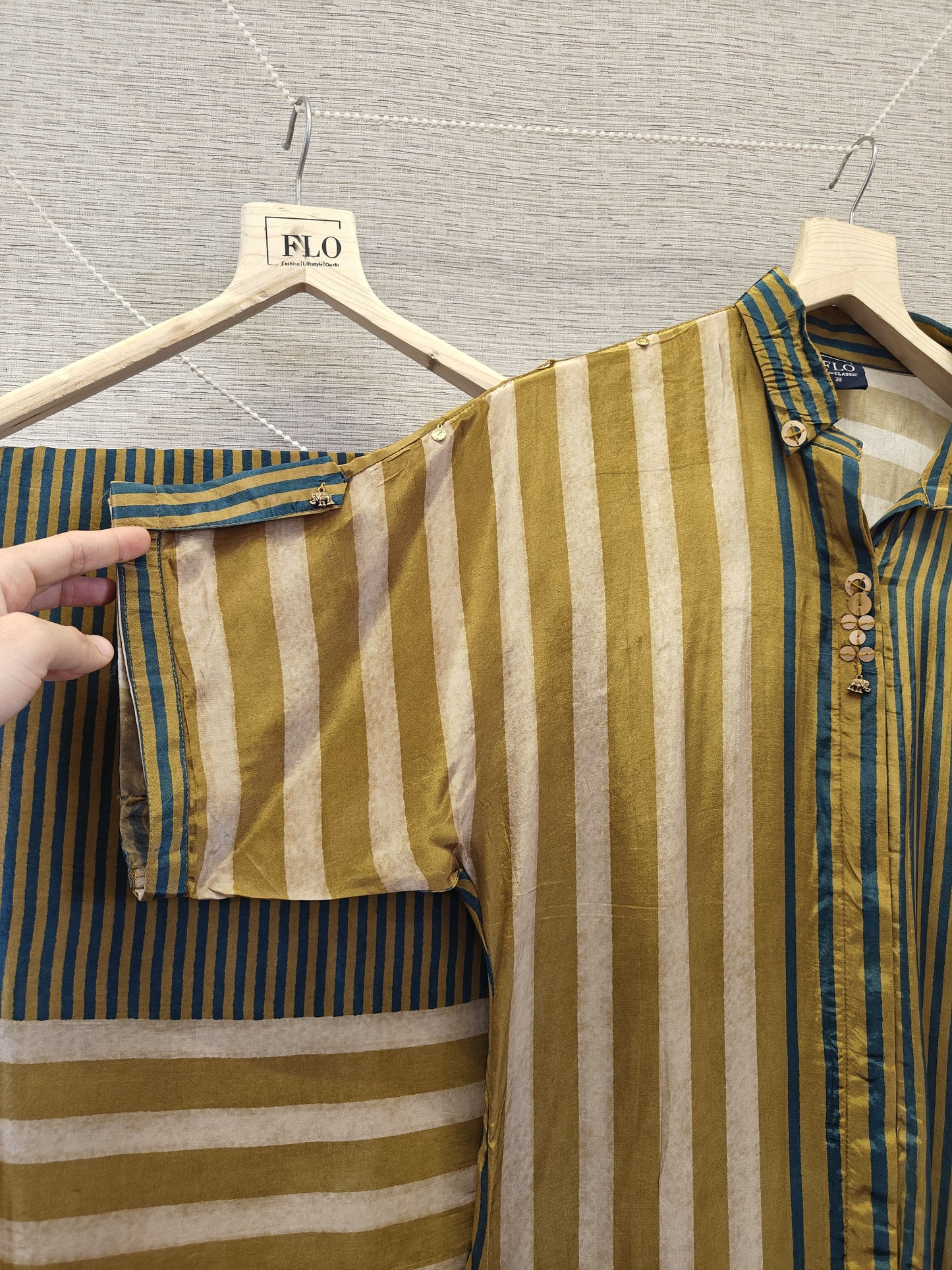 Natural crape strips smart two piece cordset (C166)