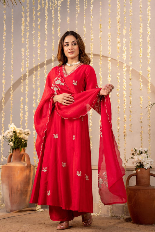 Rani pink pure santori silk three piece set (A1161)