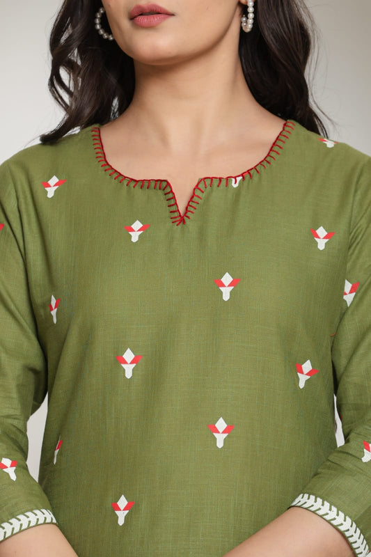 Green pure cotton two piece cordset (P1460)