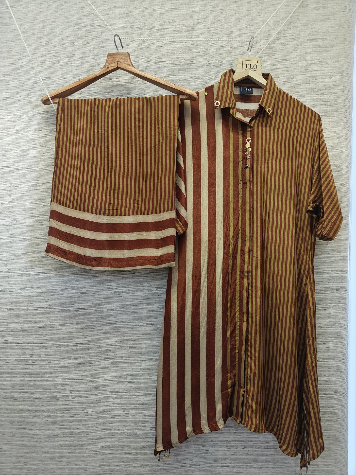 Natural crape strips smart two piece cordset (C165)