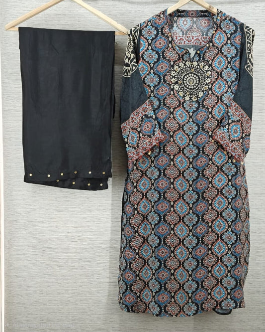 Natural crape Ajrakh print smart two piece cordset (C599)