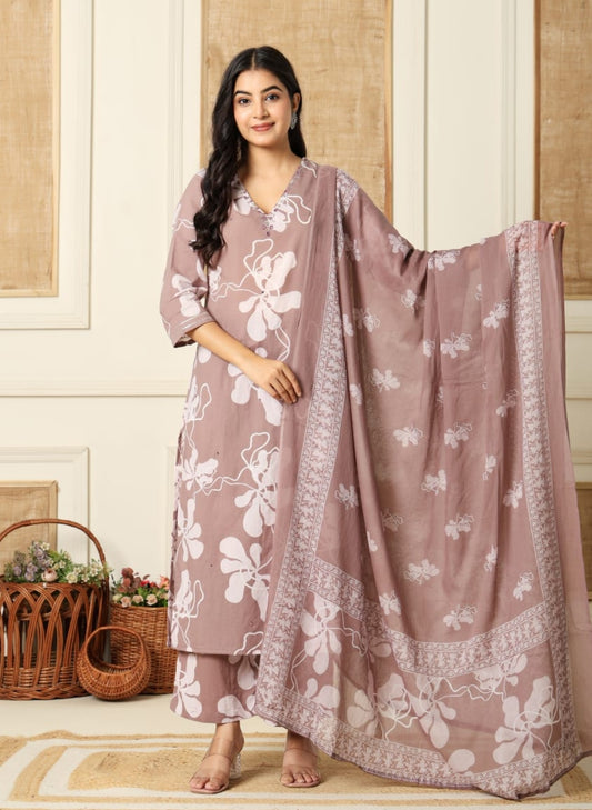 Light nude pure cotton three piece set (A717)